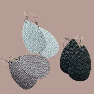 Leather Earrings-Handmade Set of 3